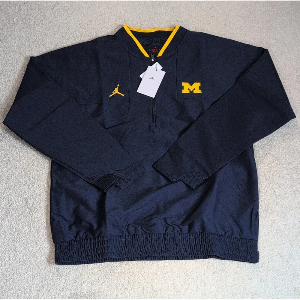Michigan Wolverines Jordan 2021 Coach Half-Zip Jacket Mens M Blue DD6437-419